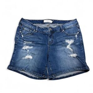 Torrid distressed cotton blend blue denim shorts Size 16